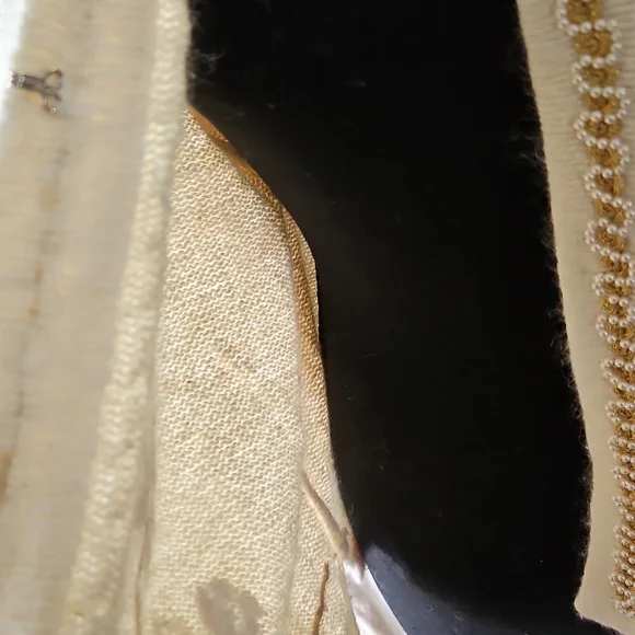 Pierre Cardin Cream Red Embellished Cardigan Sweater Size Large Vintage - Picture 10 of 13